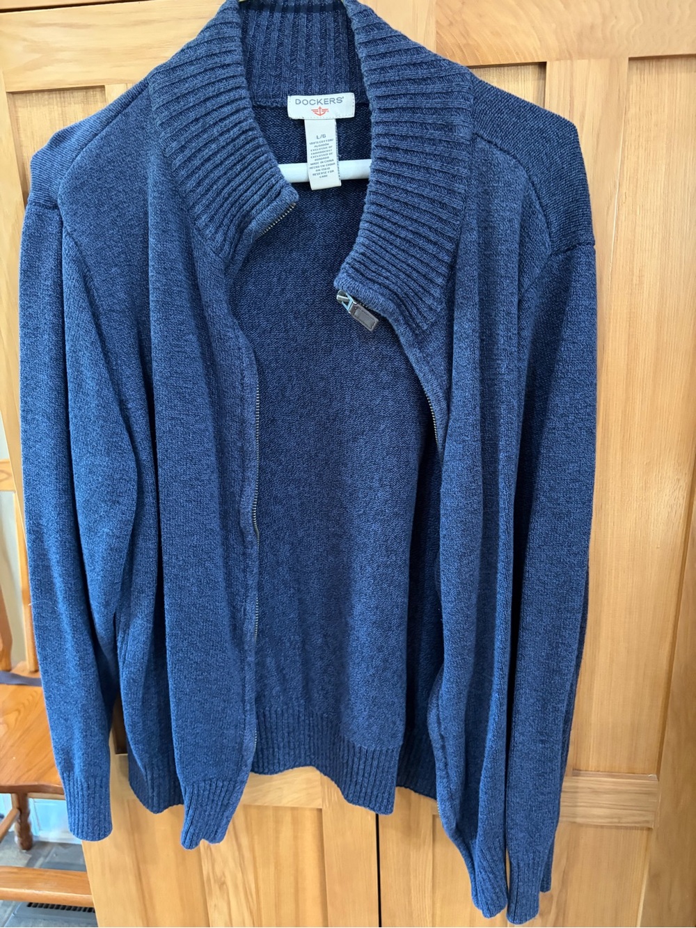 Dockers Men's Dark Blue Shawl Collar Zip Cardigan
